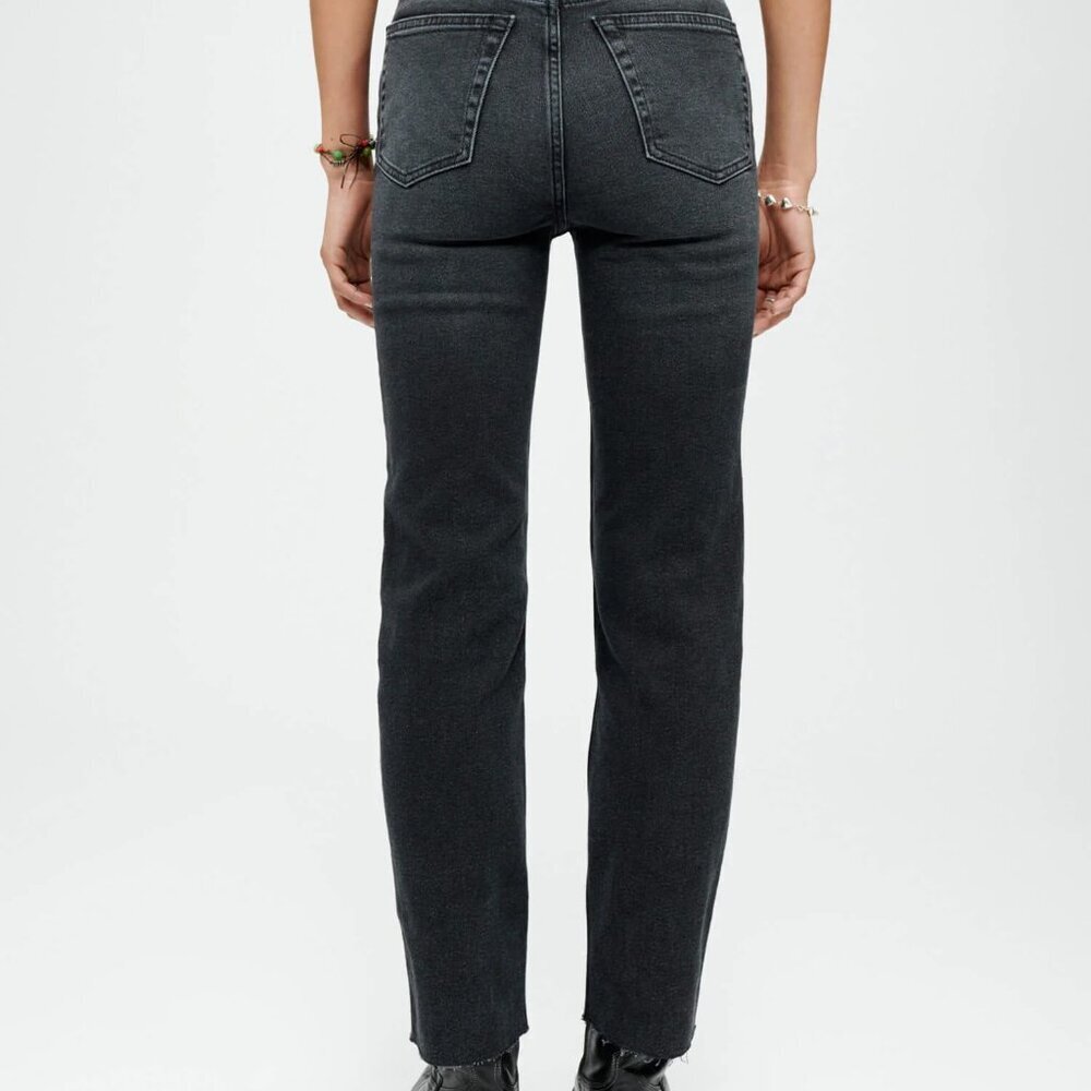 Re/Done Originals Straight Leg Washed Denim Black Size 24